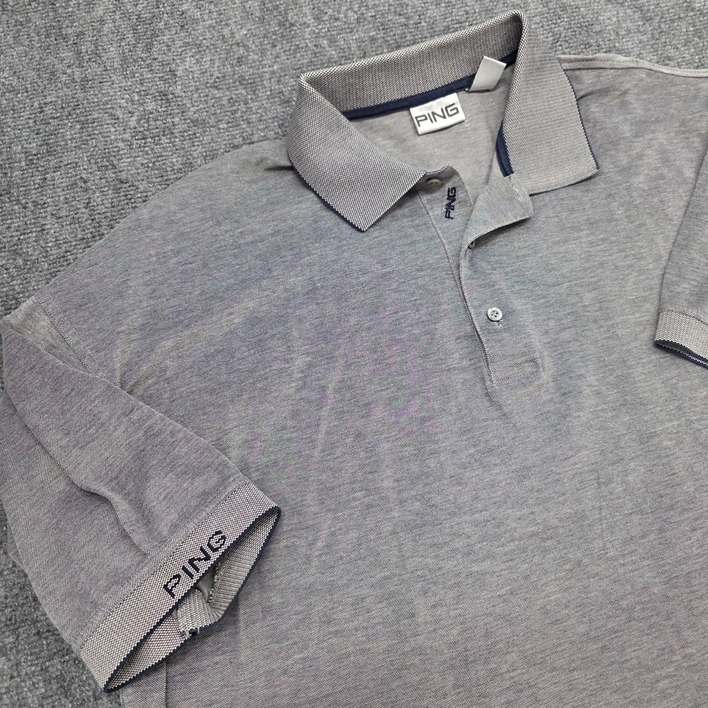 Vintage Ping 100% Mercerized Combed Cotton Gray Golf Polo Size XL‎